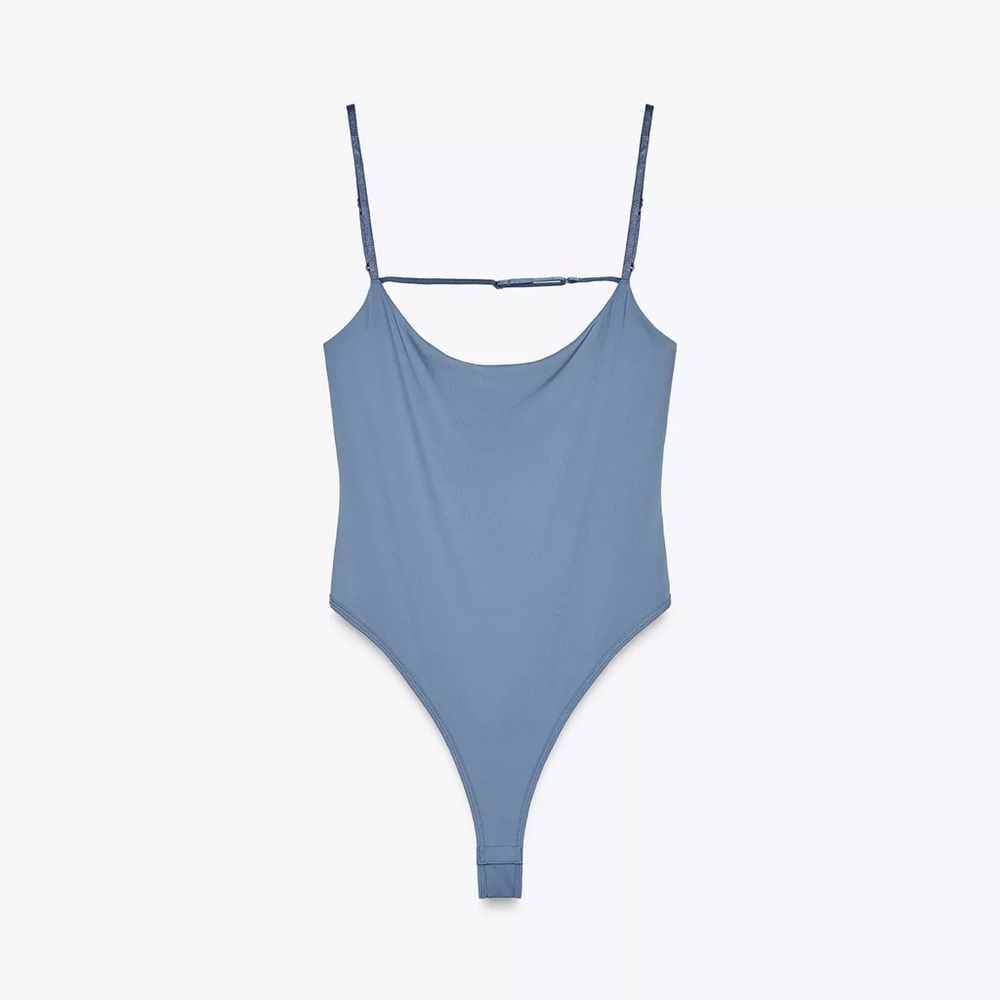 Zara Blue Spaghetti Strap Bodysuit